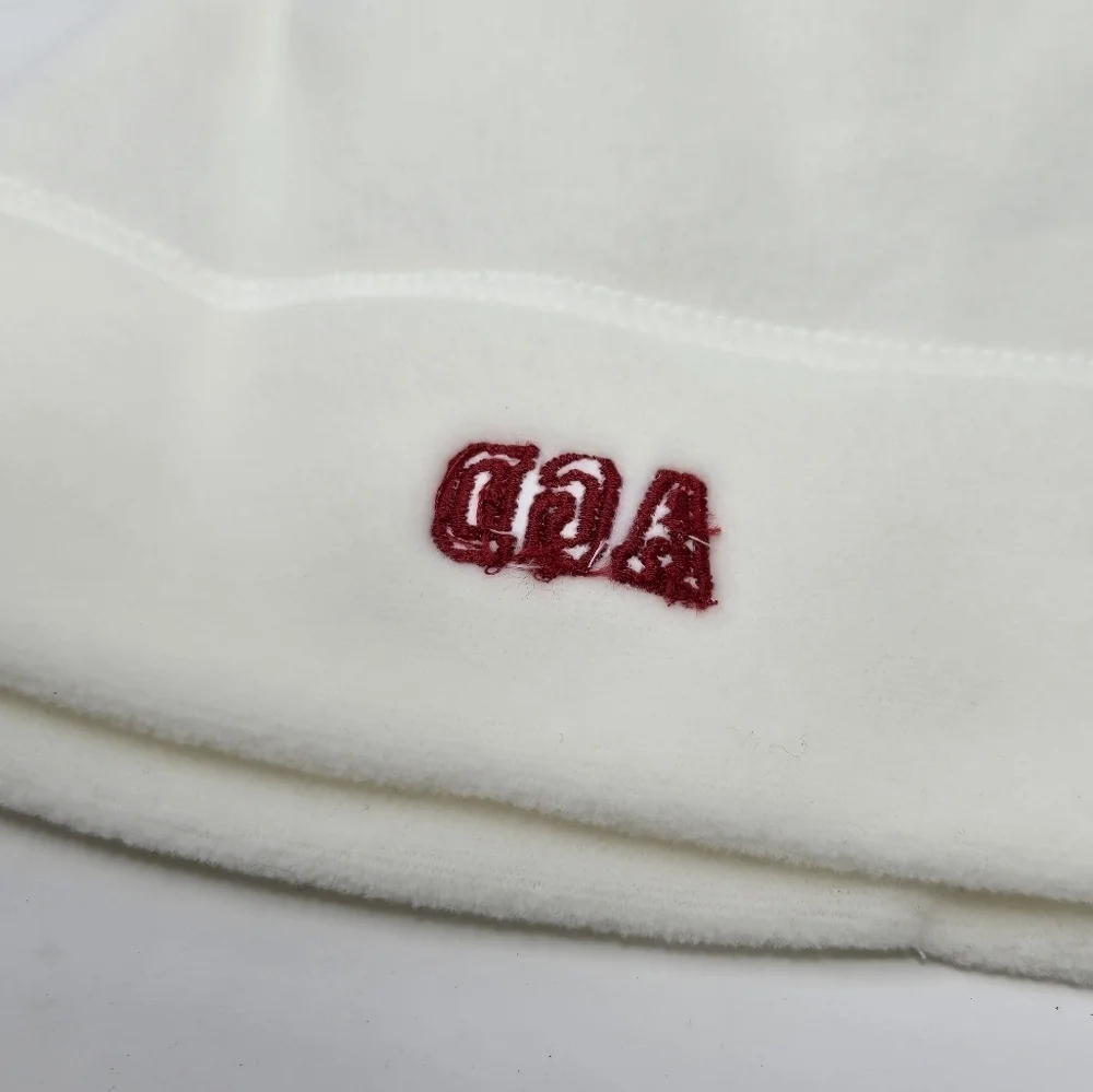 LANDS' END X AGD ALPHA GAMMA DELTA SORORITY CREAM FLEECE BEANIE HAT WOMEN OS